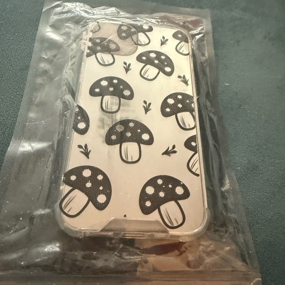 iPhone 14 Mushroom Pattern Phone Case - Black and White - Picture 1 of 5